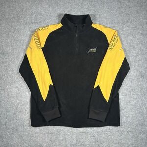 Vintage Ski Doo Pullover 1/4 Zip Fleece Sweater Mens Size XL Black Yellow Team